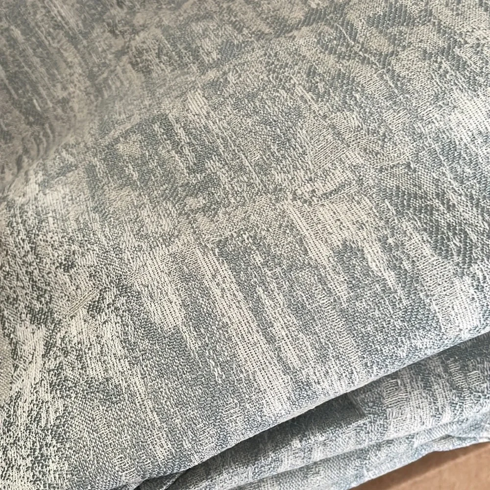 West Elm Light Blue and White Textured Curtain Panel